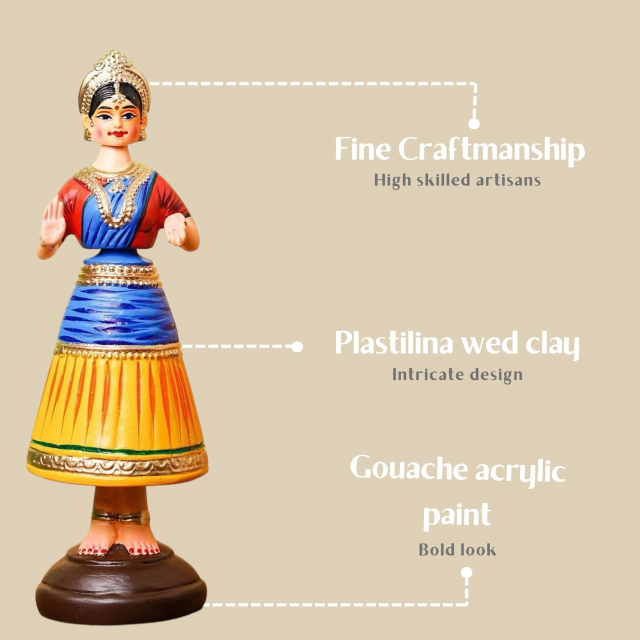Deltart – Tanjore Dancing Doll (11 Inch)
