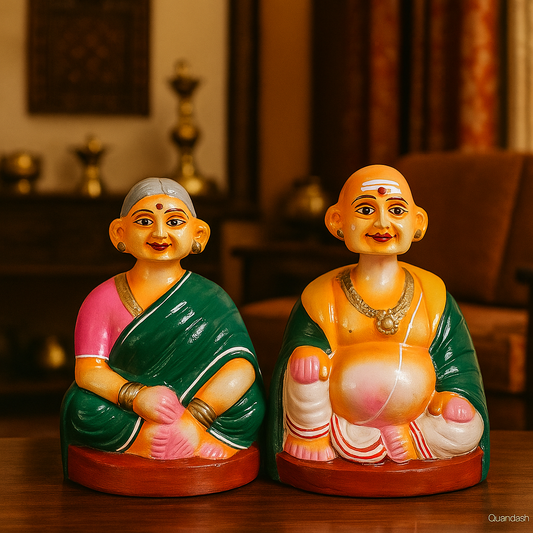 Deltart Tanjore Old Couple Dancing Doll (6-Inch)