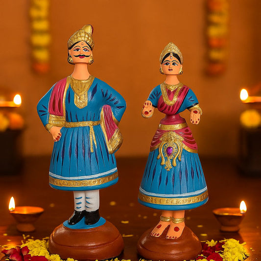 Deltart Tanjore Dancing Doll Pair – King & Queen Showpiece